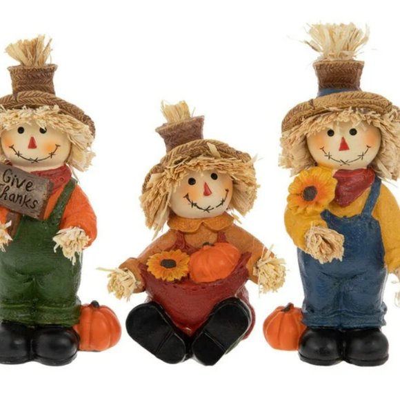 Fall Scarecrows Shelf Sitters 3 Piece Figurine Set - Picture 2 of 12